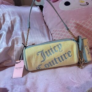 Juicy Couture Pastel Yellow and Light Blue Shoulder Bag
